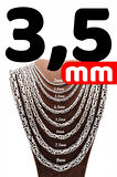 Erkek Gümüş Kolye Yuvarlak Kral Model 3,5 Mm