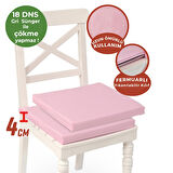 Xpermate Fermuarlı 2'li Sandalye Minderi Su İtici Kumaş 40x40Cm Sünger Sandalye Minderi Bağcıklı Pembe
