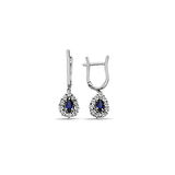 0,10 Karat Pırlantalı Safir Damla Küpe