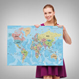 Harita Sepeti Dünya Haritası Türkçe Kanvas Tablo Ayrıntılı Dekoratif-Okyanuslu 2160