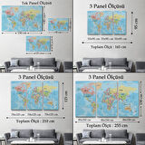 Harita Sepeti Dünya Haritası Türkçe Kanvas Tablo Ayrıntılı Dekoratif-Okyanuslu 2160