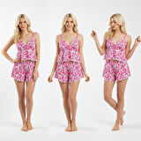 Kadın Askılı Tül Şortlu 2 li Set BB2052