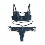 Kadın Dantelli Deri String 2 li Set BB2086