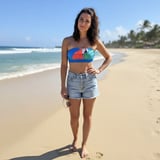 Kadın Plaj Giyim Mavi Renk Baskılı Straplez Bikini Üst BB2723