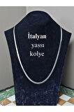 İtalyan Yassı Kolye 3+1 Kolye + Minimalist Kolye Halka Kolye Paslanmaz Çelik Aksesuar Gümüş Renk
