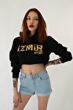 İZMİR MAFIA Kapşonlu Siyah Unisex Sweatshirt Hoodie Polar - LARGE