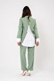 Asmetrik Kesim Gömlek Deteylı Blazer Ceket Pantolon Takım TKM08013
