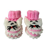 Uretti - Çiğdem 1390 1206 El Örgüsü Tavşan Desenli Pembe Bebek Patik / 12 - 24 Ay