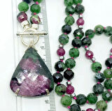 2174 Ruby zoisite Yakut el yapımı düğümlü kolye