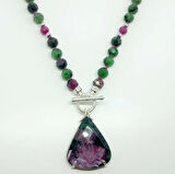 2174 Ruby zoisite Yakut el yapımı düğümlü kolye
