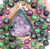 2174 Ruby zoisite Yakut el yapımı düğümlü kolye