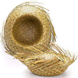 Tropikal Parti Pembe Fuşya Hasır Hawaii Şapkası 13x36 cm