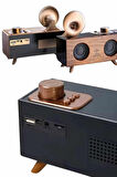 Bluetooth Nostalji Speaker Radyo Gramofon Ahşap Renk Vintage
