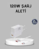 BUĞZ 120W Süper Hızlı Şarj Adaptörü – Type-C Kablo Dahil, Yüksek Voltaj Korumalı