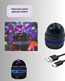BUĞZ Döner Galaxy Projektör Gece Lambası – Ay ve Yıldız Işıklı Atmosfer Lamba, USB Bağlantılı