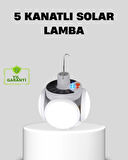 BUĞZ Solar Güneş Enerjili ve USB Şarjlı 5 Kanatlı LED Kamp Lambası