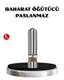 BUĞZ Modern Otomatik Baharat Öğütücü Seti – Pilli, Paslanmaz Çelik, LED Aydınlatmalı