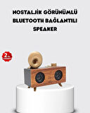 BUĞZ Retro Gramofon Tasarımlı Bluetooth Hoparlör – 3D Stereo Ses, 1800 mAh Batarya