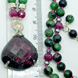 2176 a Ruby zoisite Yakut el yapımı düğümlü kolye