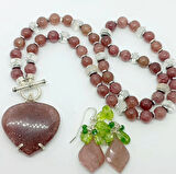 2181 Çilek Kuvars el yapımı kolye