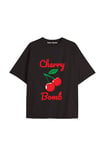 Y2k vintage Cherry Baskılı Sİyah T-shirt KOD 101