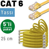 IRENIS 5 adet 25 cm CAT6 Kablo Yassı Ethernet Network Lan Ağ İnternet Kablosu