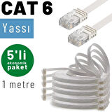 IRENIS 5 adet 1 metre CAT6 Kablo Yassı Ethernet Network Lan Ağ İnternet Kablosu