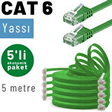 IRENIS 5 adet 5 metre CAT6 Kablo Yassı Ethernet Network Lan Ağ İnternet Kablosu