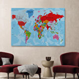 Harita Sepeti Dünya Haritası Kanvas Tablo Çok Ayrıntılı Dekoratif ve Okyanuslu 2187