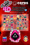 Squid Game Temalı 40’lı Sticker Seti – K-pop Kore Dizisi Etiketleri – Defter Laptop Süsleme Çıkartmaları