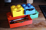 Renkli Lego Blok Organizer Kutu Seti - Masa Üstü Kalemlik Kırtasiye Çekmeceli Düzenleyici Hediye