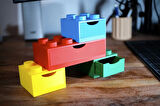 Renkli Lego Blok Organizer Kutu Seti - Masa Üstü Kalemlik Kırtasiye Çekmeceli Düzenleyici Hediye