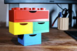 Renkli Lego Blok Organizer Kutu Seti - Masa Üstü Kalemlik Kırtasiye Çekmeceli Düzenleyici Hediye