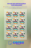 İyi Tatiller Sticker Seti İ8 - 96 Adet Yuvarlak Etiket | Yapışkanlı, Parlak Kuşe Çıkartma Kağıdı