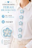 El Örgüsü Gömlek Ceket Aksesuarı 5'li Set Çiçek Broş Tak Çıkar Düğme için Süs Kadın Gömlek Hırka ceket Süsü Gözlük Tutucu Aksesuar