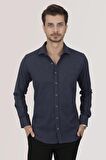 Lacivert Düz Oduncu Slimfit Gömlek