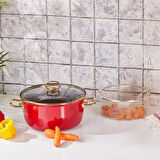 Karaca Mutfaksever Retro Emaye Kızartma Tenceresi Kırmızı 22 cm