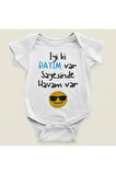 İyi Ki Dayım Var Sayesinde Havam Var Yazılı Pamuklu Yumuşak Unisex Çıtçıtlı Body Zıbın