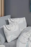 %100 Pamuklu Çift Kişilik Desenli Ranforce Kumaş Nevresim Seti - 200x220 cm -