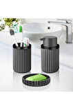 Banyo Takımı Diş Fırçalık Sıvı Sabunluk Katı Sabunluk 3 Lü Set Gri 3319  601 - C - GRİ        