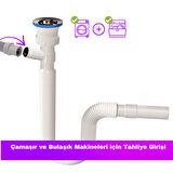 GÜÇLÜ Güçlü Plastik Çamaşır Makinesi Girişli Körüklü Lavabo Sifonu