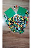 Renkli Dünya Lego Blokları 214 Parça + 2 Yeşil Zemin + 2 Adet Figür