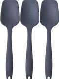 Bybirgül_PinkRose Büyük Boy Yanmaz Yapışmaz Silikon Spatula Set Antrasit 