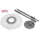 1 Adet 360 Derece Döner Sistemli Metal Boru ve 1 Adet Mikrofiber Mop Seti Özel mikrofiber yapısı ile hijyenik temizlik sağlar. Çizmez ve iz bırakmaz. 360 derece döner sapı ile en zor yerlere kolayca ulaşabilir. Laminat, parke, fayans ve mozaik zemin