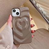 İphone 11 Uyumlu 3D Kabartmalı Kalpli Sim Detaylı Telefon Kılıfı