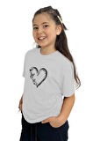 Kalp Baskılı Kız Çocuk Tişört | %100 Pamuk, Şık ve Rahat