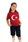 Ay Yıldız Baskılı Kız Çocuk Tişört | %100 Pamuk, Şık ve Rahat