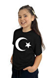Ay Yıldız Baskılı Kız Çocuk Tişört | %100 Pamuk, Şık ve Rahat