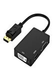 Çok İşlevli Displayport Dp - HDMI/DVI/VGA Erkek - Dişi 3'ü 1 arada Adaptör Dönüştürücü