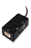 Çok İşlevli Displayport Dp - HDMI/DVI/VGA Erkek - Dişi 3'ü 1 arada Adaptör Dönüştürücü